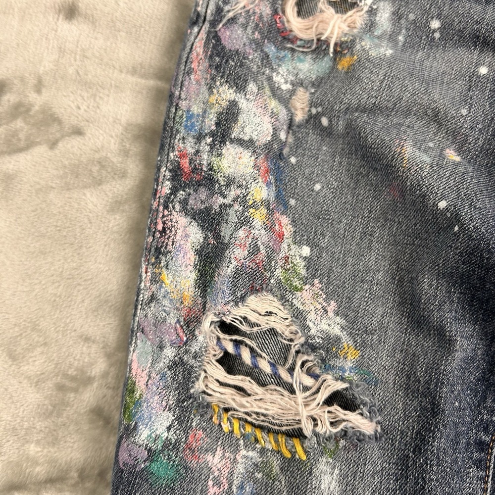 Polo Ralph Lauren Astor Slim Boyfriend Jeans Paint Splatter Distressed Jeans 27 - Picture 16 of 16